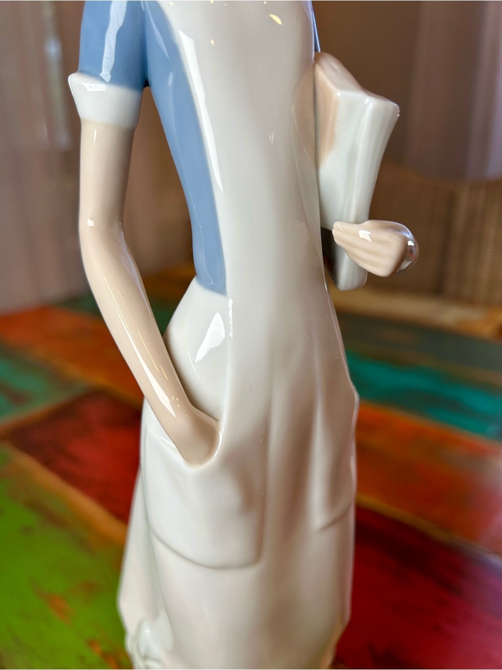 Vintage Lladró Porcelain Nurse Figurine 4603 Blue Bellflower Stamp Marked Spain - Picture 13 of 16